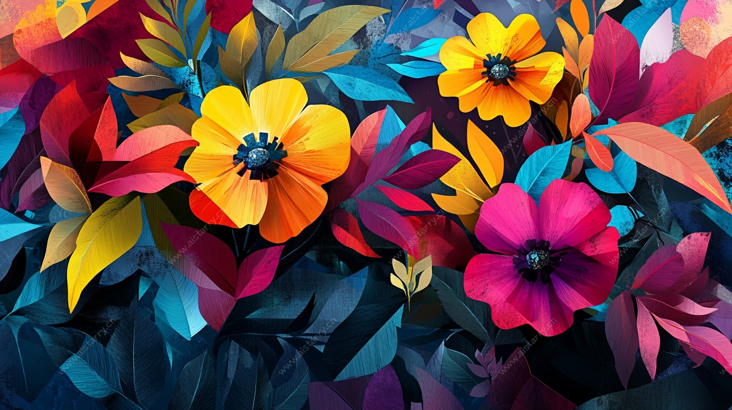 缤纷花卉插画