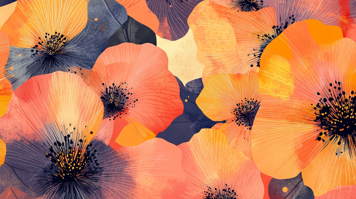 缤纷花卉水彩艺术图案