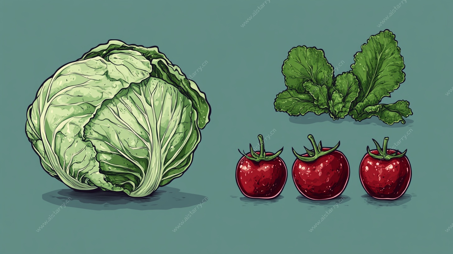 手绘新鲜蔬菜组合图