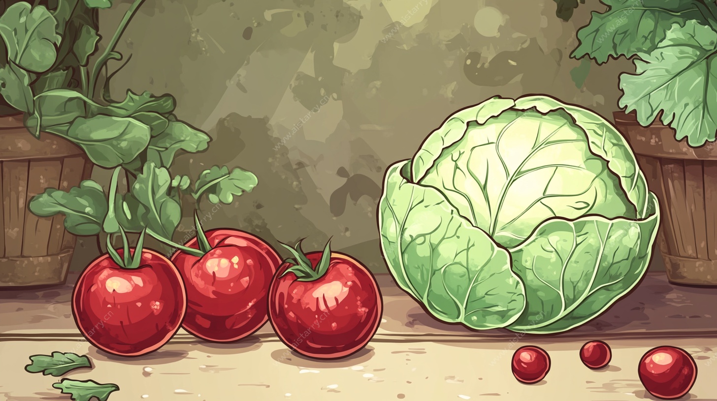 卡通风格蔬菜静物插画