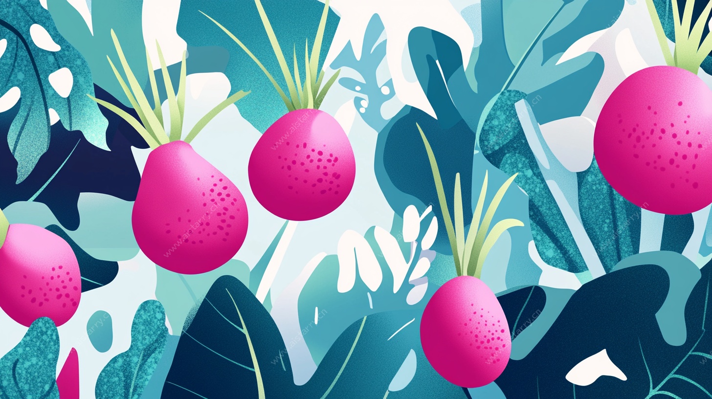 粉红萝卜的清新植物世界