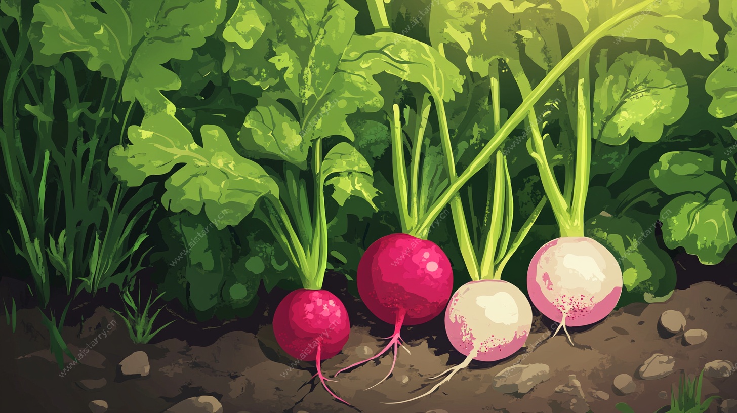 田边的新鲜萝卜插画