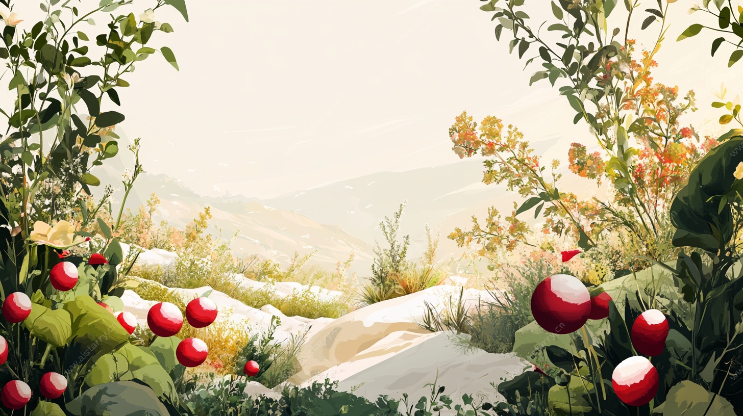 奇幻蘑菇田园风景插画