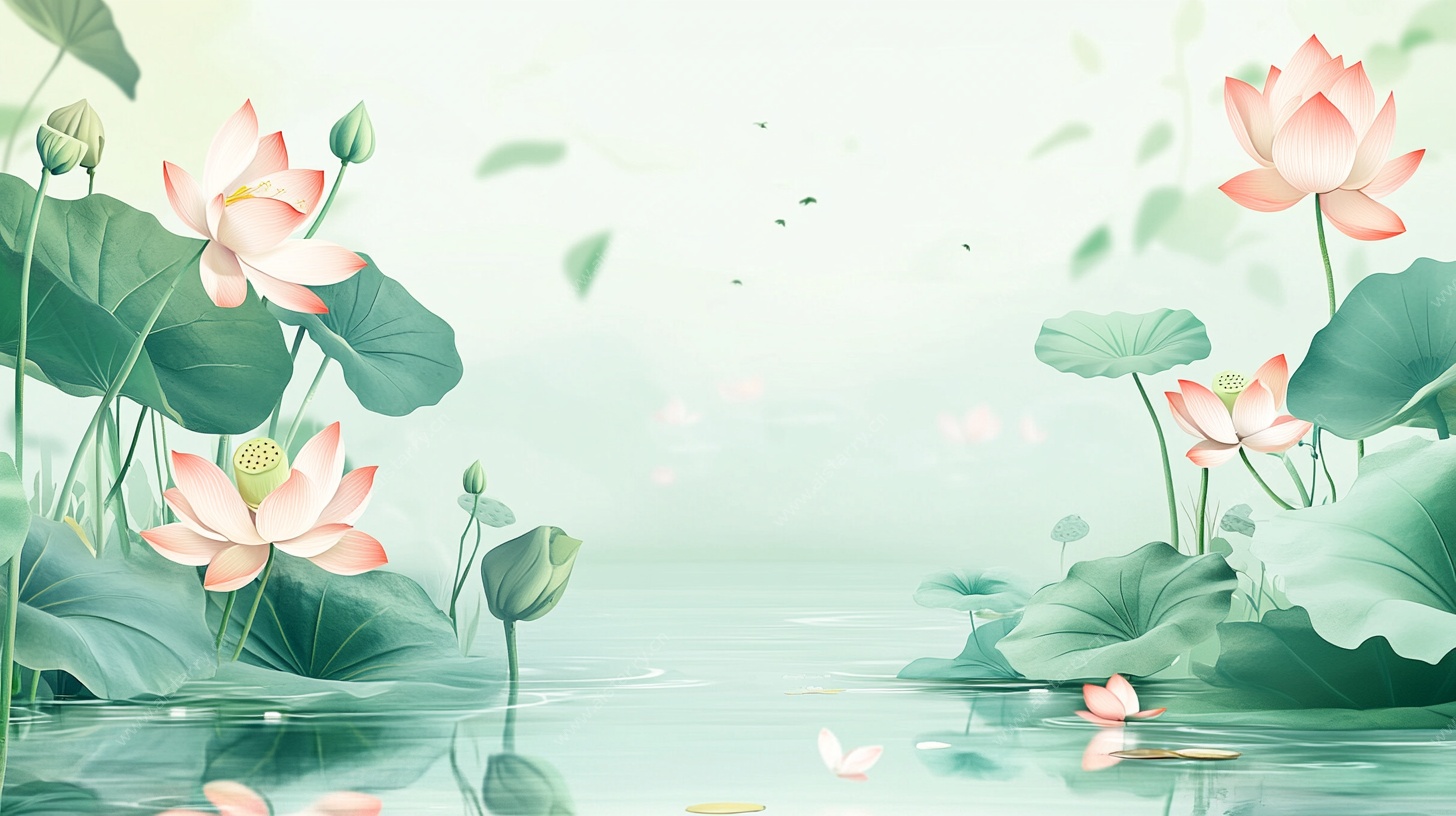 夏日荷塘诗意风景