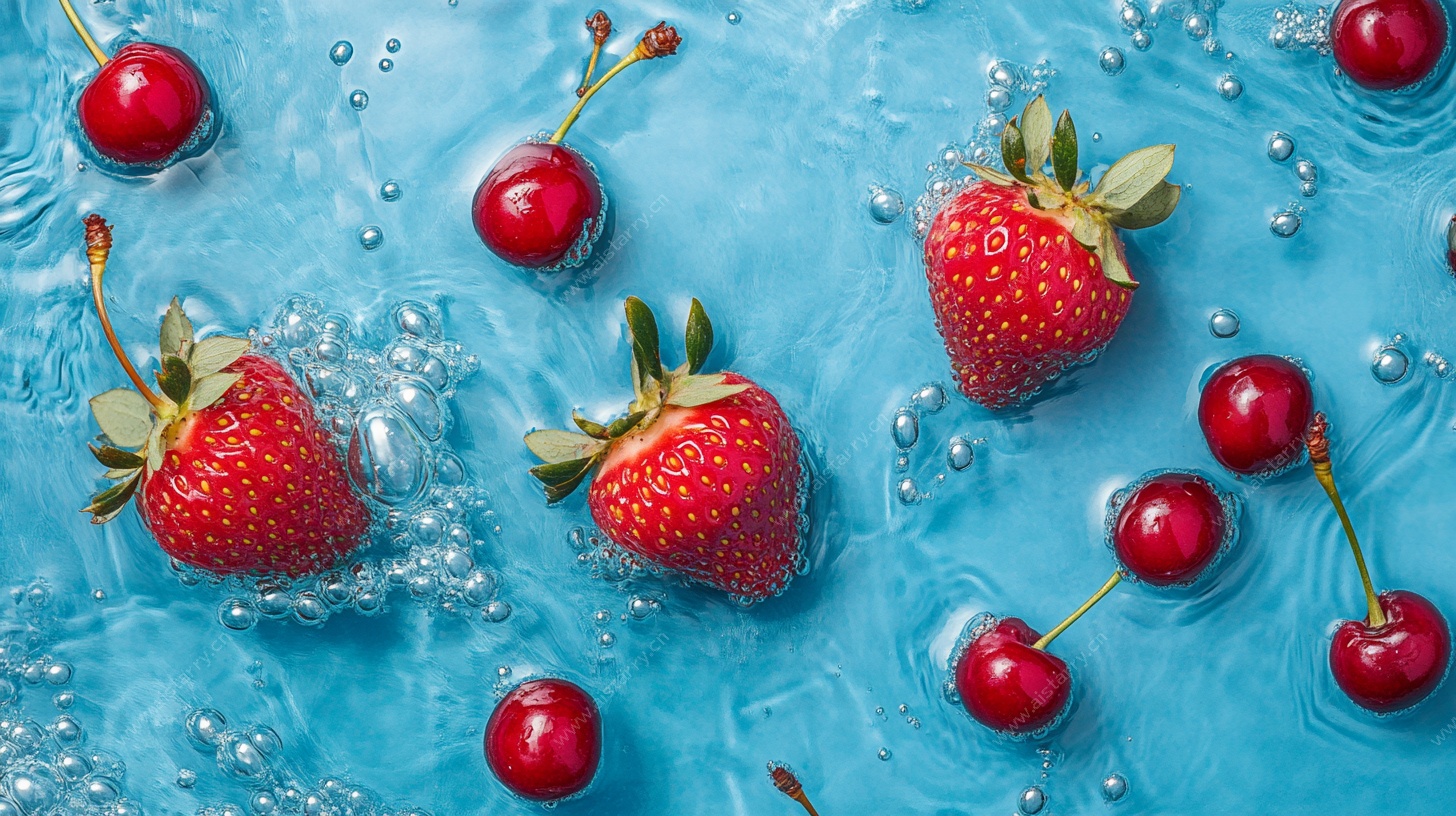 水中莓果 清新水果照