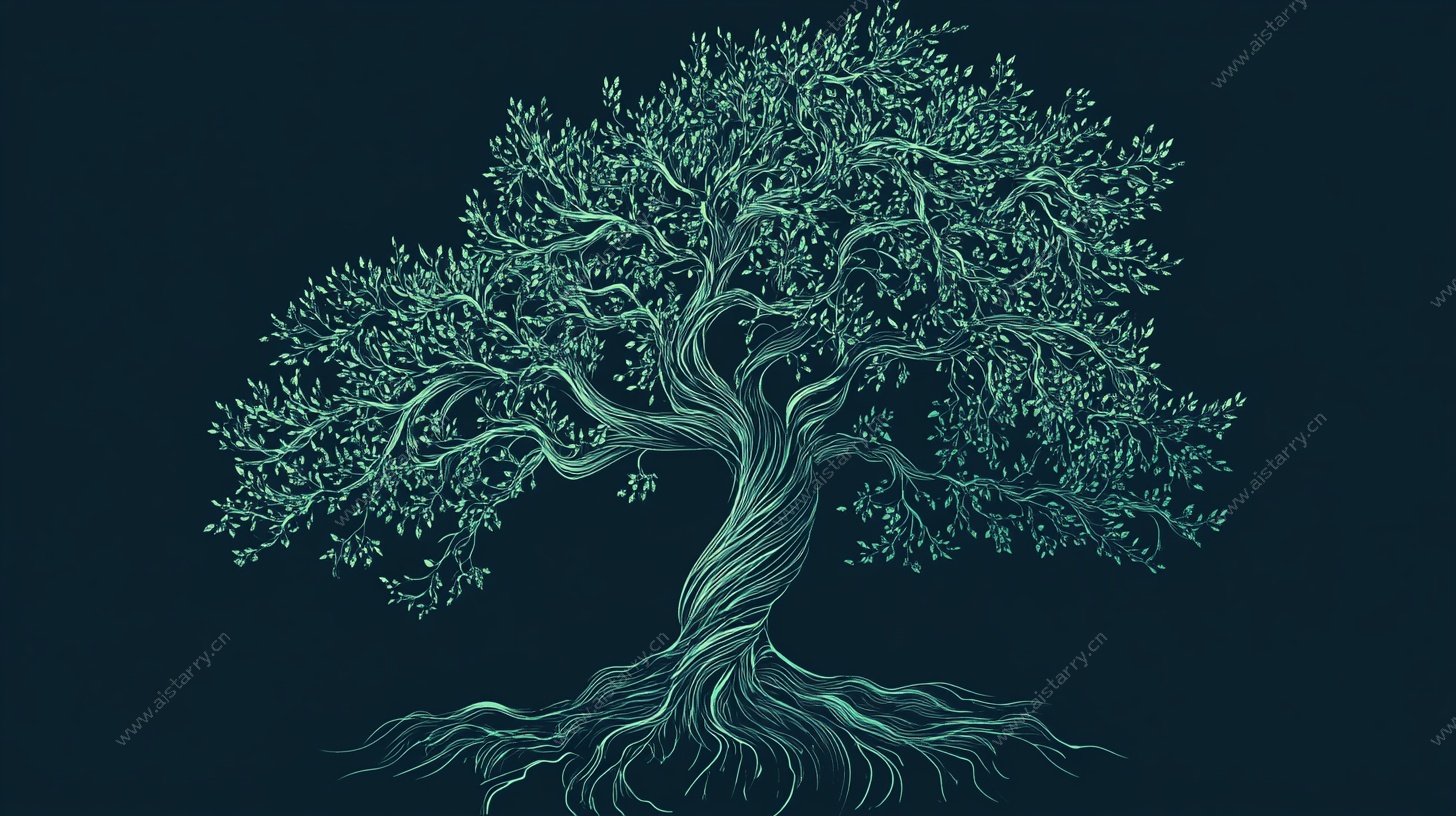 抽象线条生命之树图案