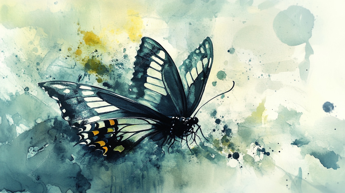 水彩蝴蝶梦幻绘景