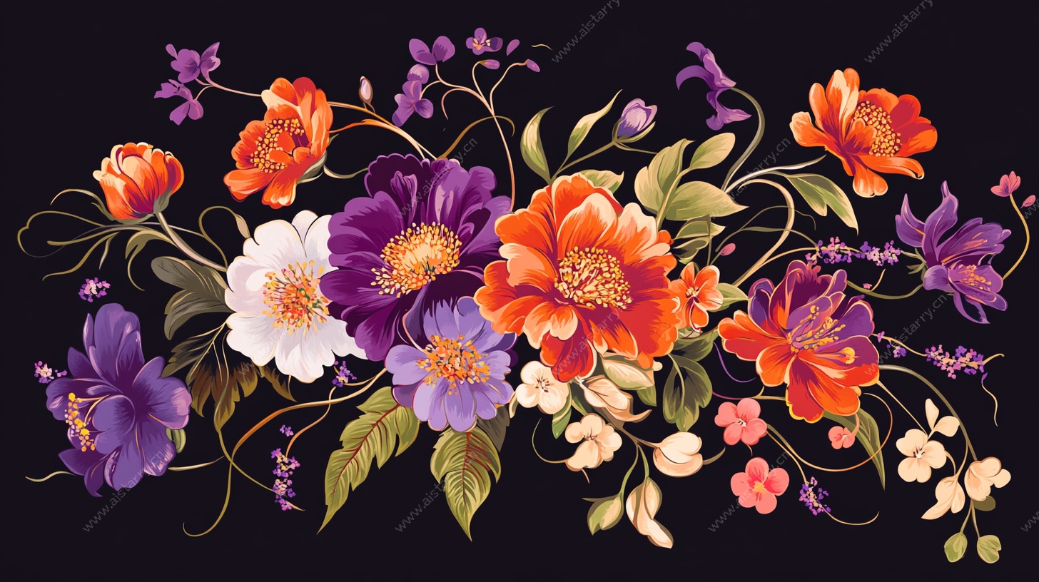 多彩花卉装饰图案