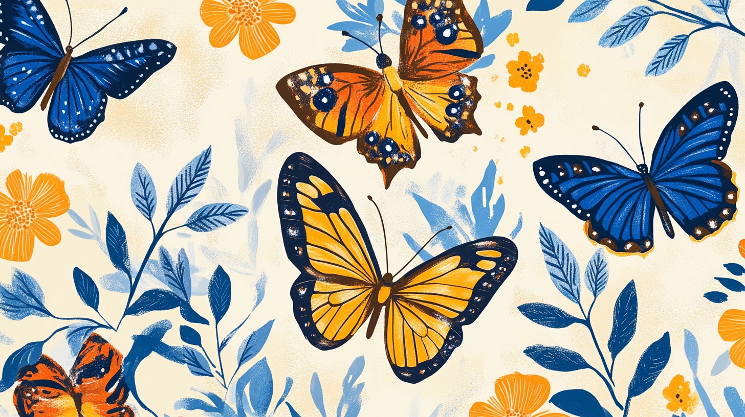 蝴蝶花卉缤纷图案