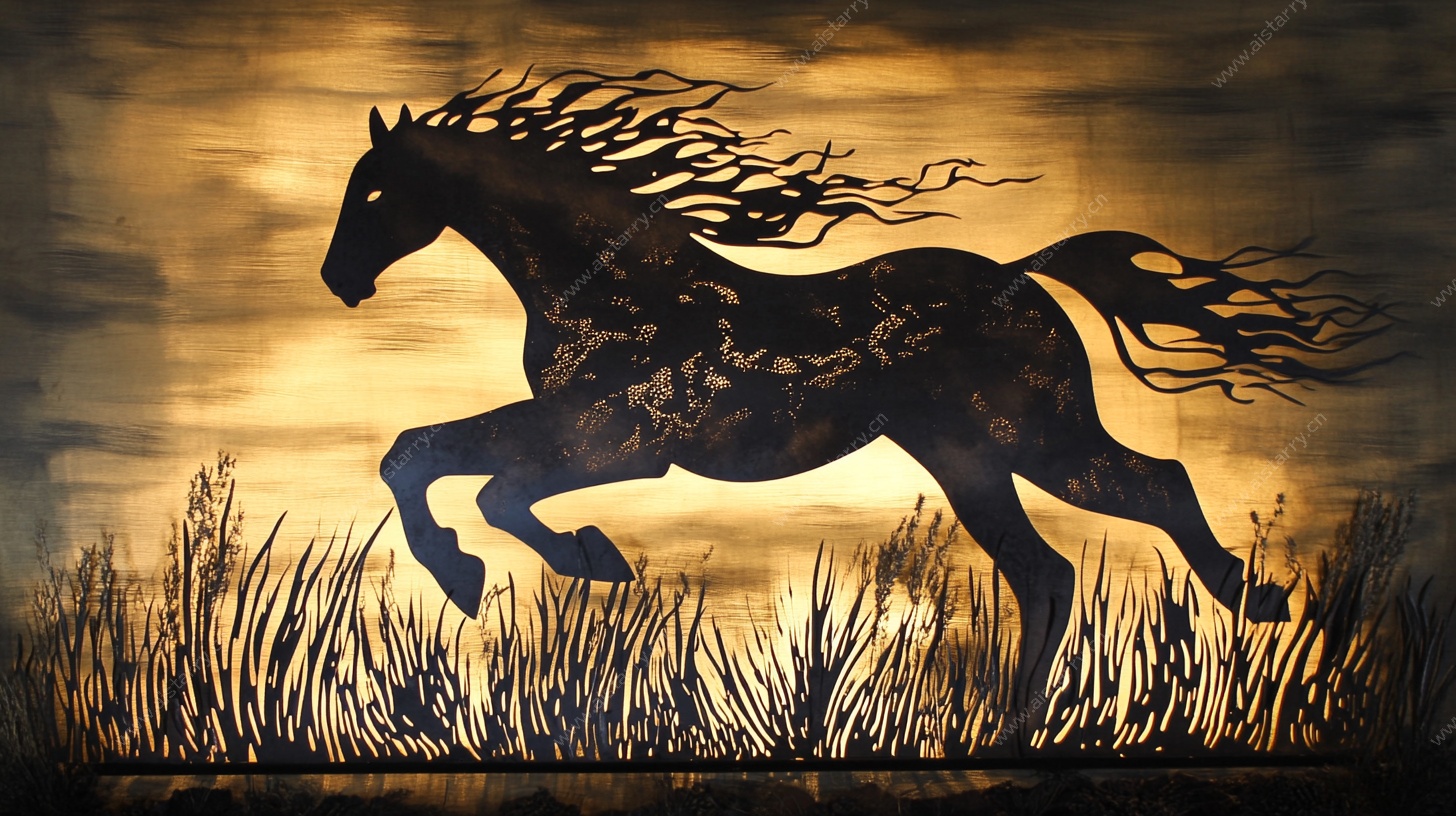 奔腾骏马剪影