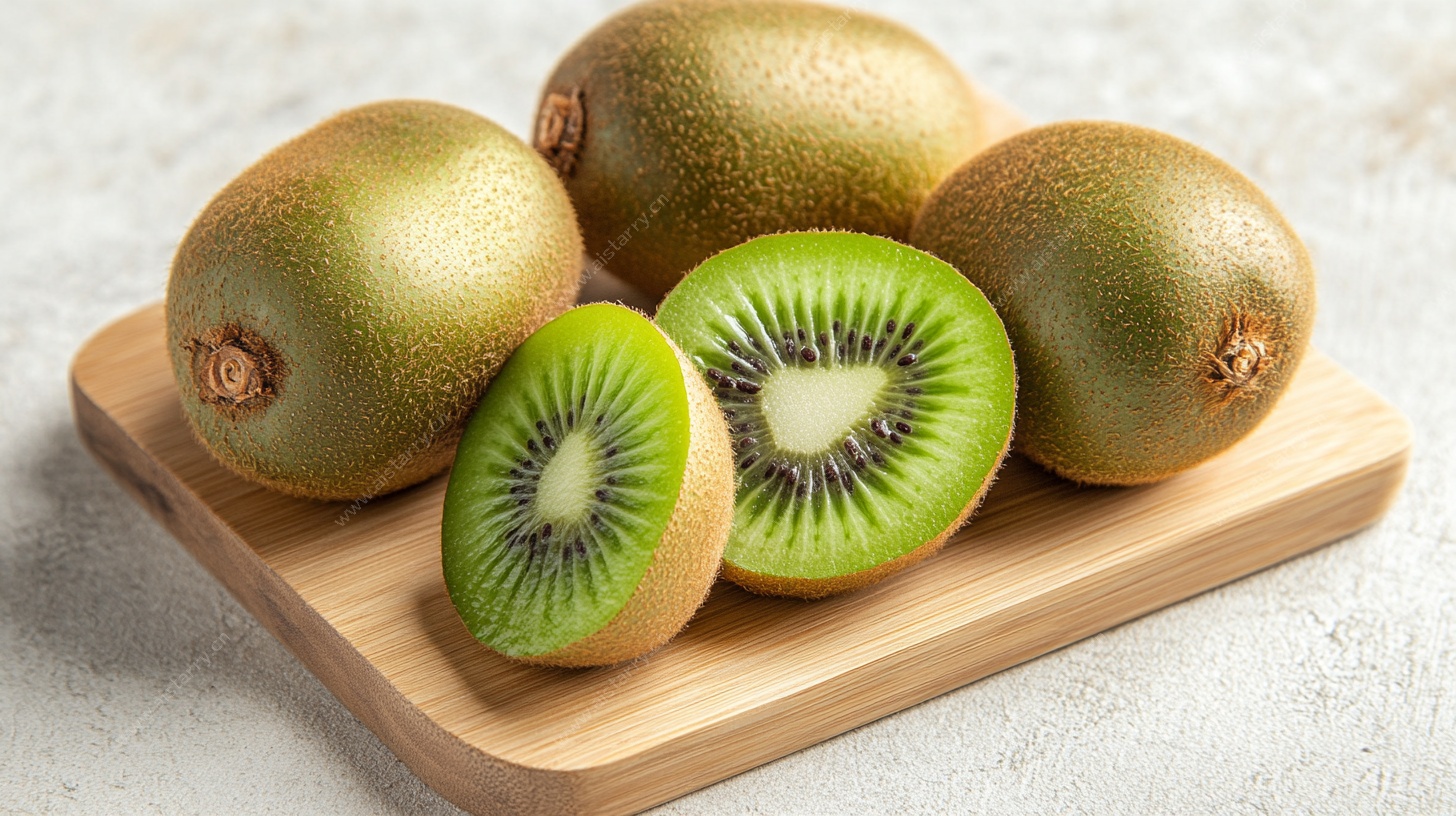 木盘上的新鲜猕猴桃