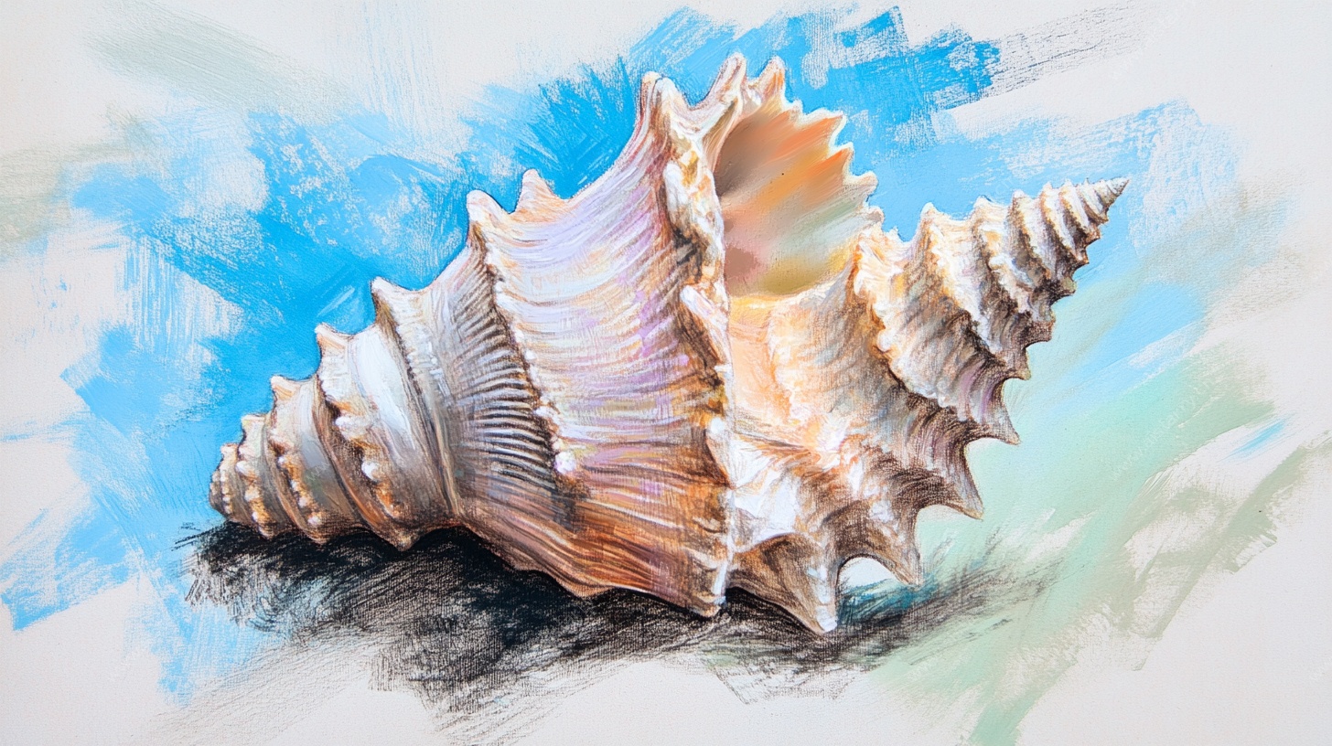 水彩绘海螺