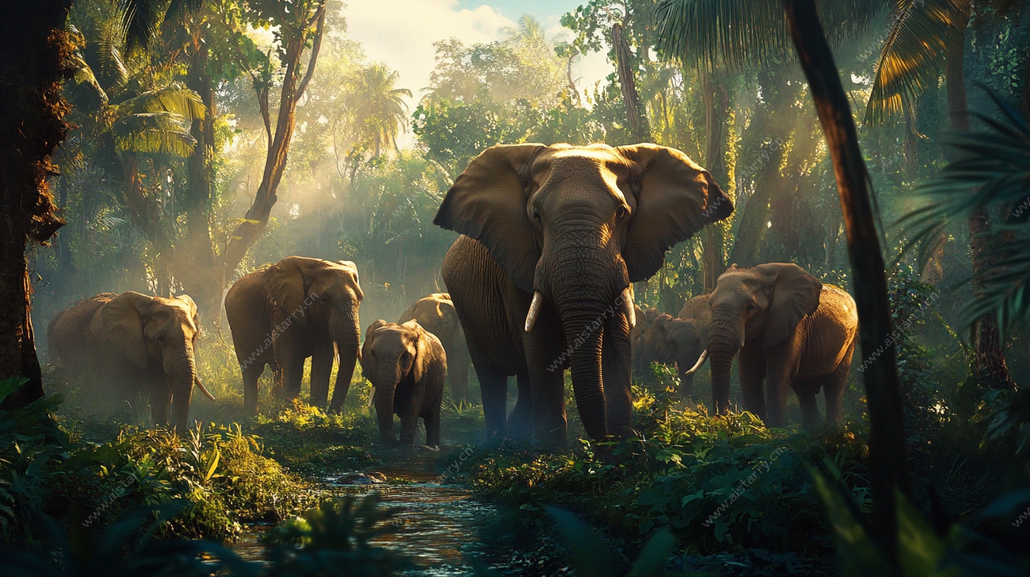 丛林大象群 自然之景