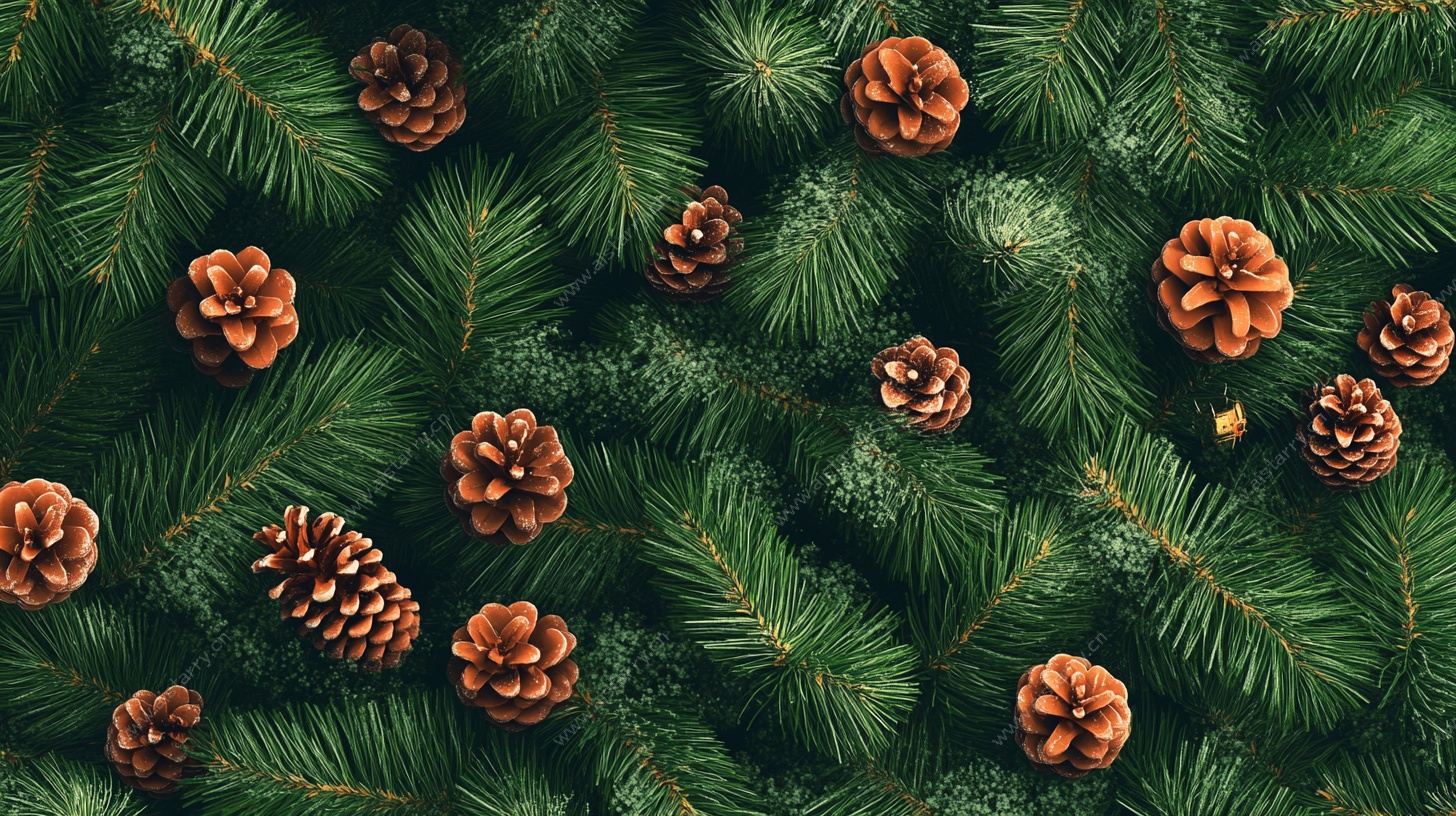 松针上的松果特写