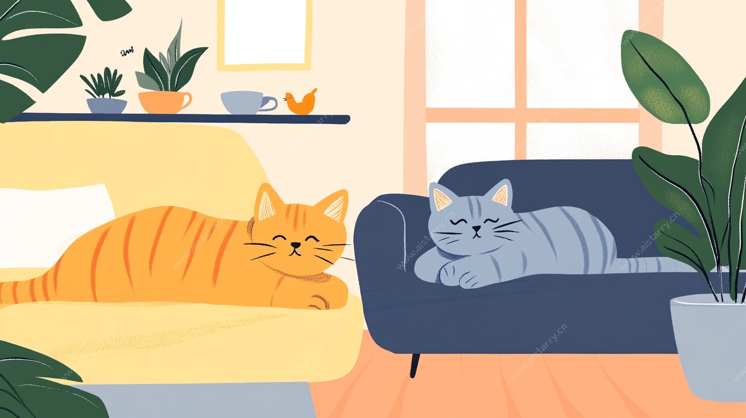 慵懒猫咪的温馨室内时光