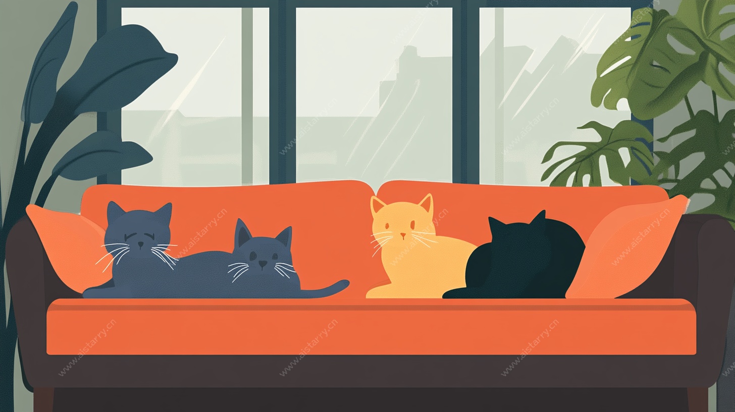 沙发上慵懒的猫咪们