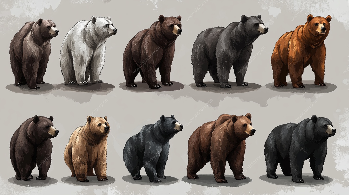 多样熊类插画展示