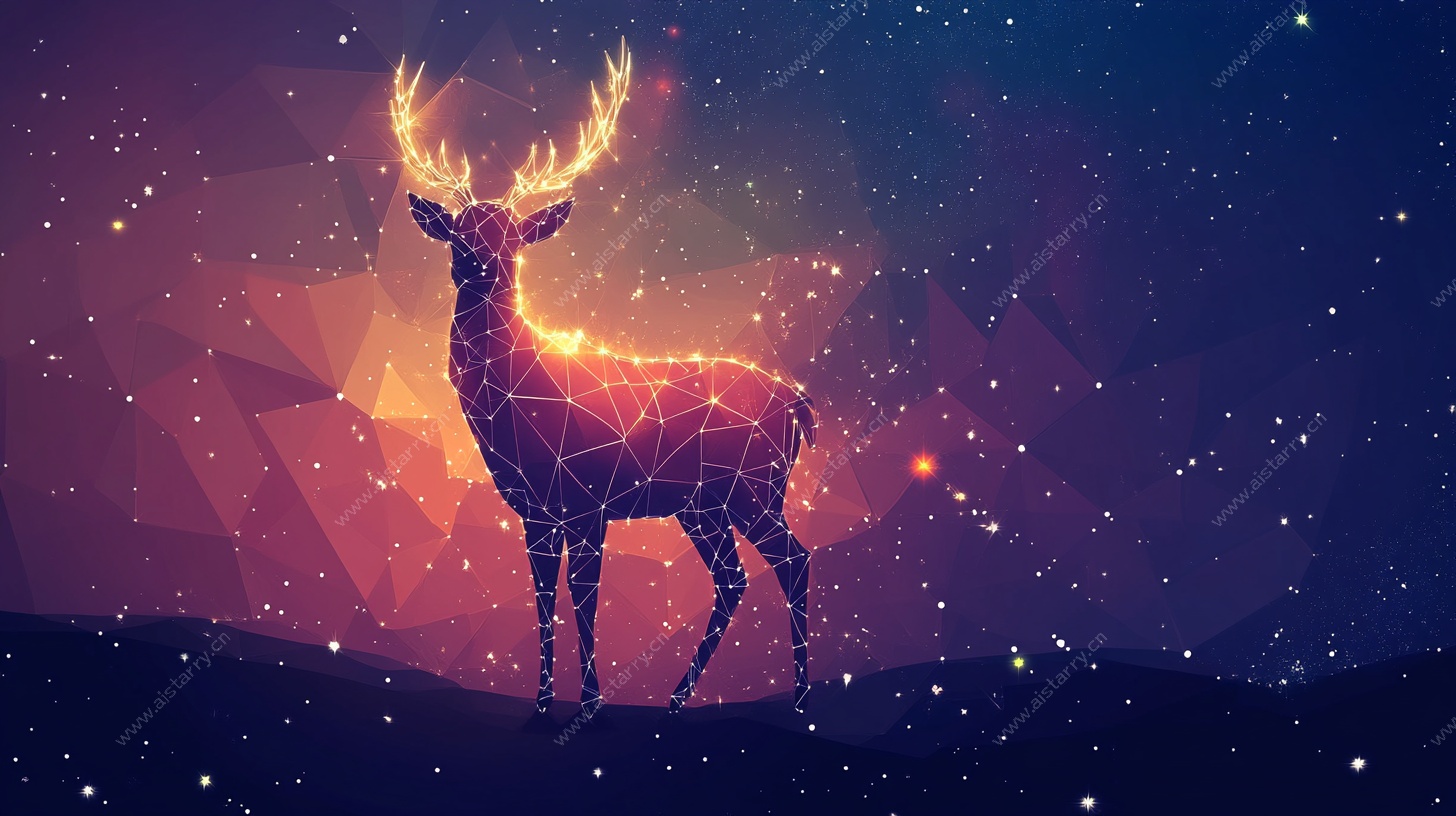 星空下的几何幻彩鹿