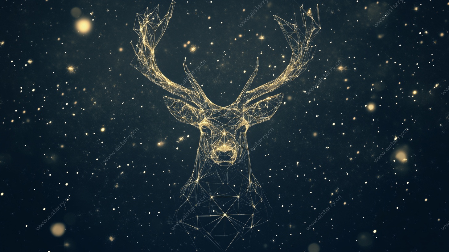 星空下的几何线条麋鹿头像