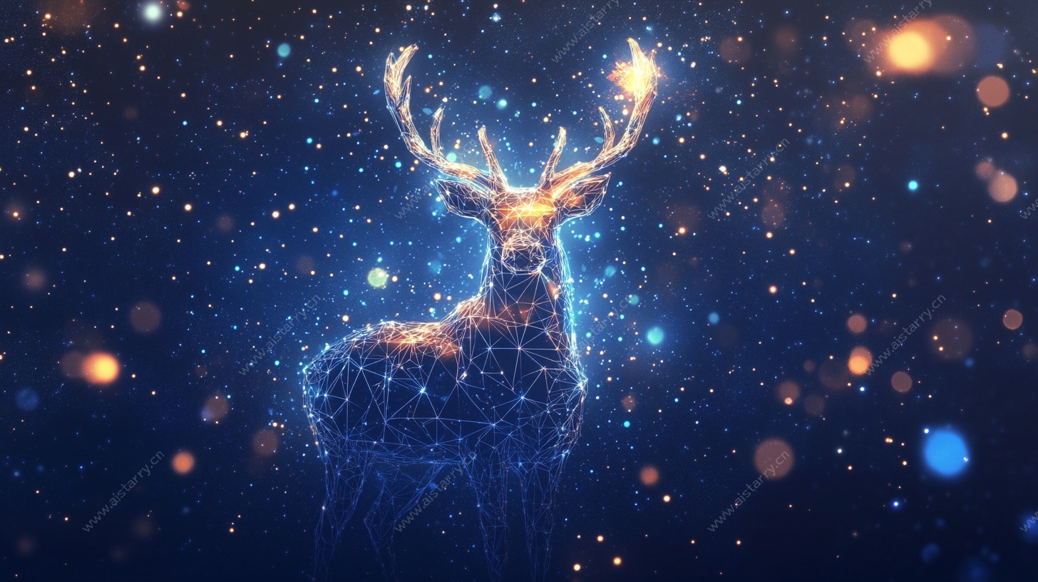 梦幻星空下的科技感神鹿