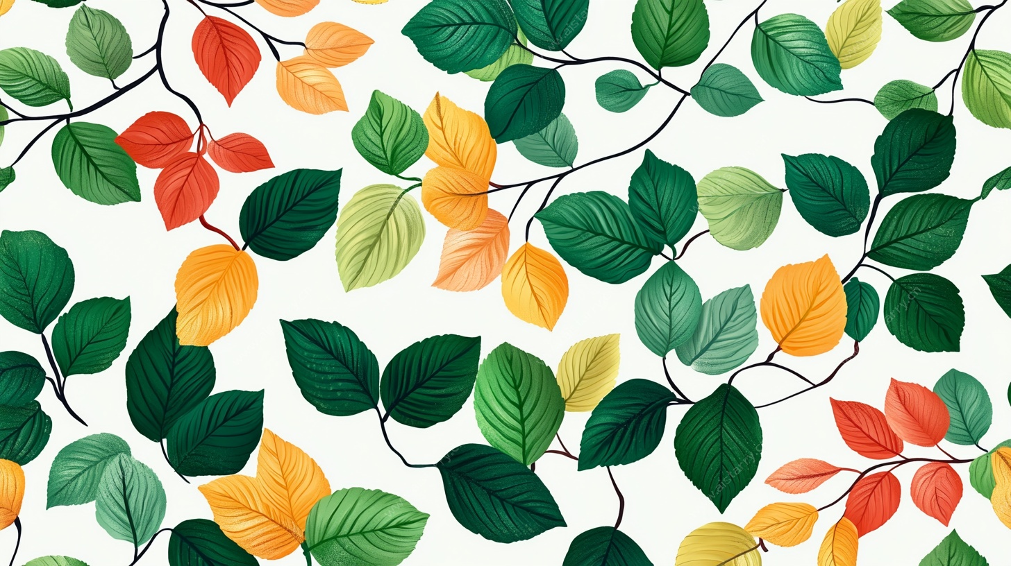 多彩树叶无缝图案
