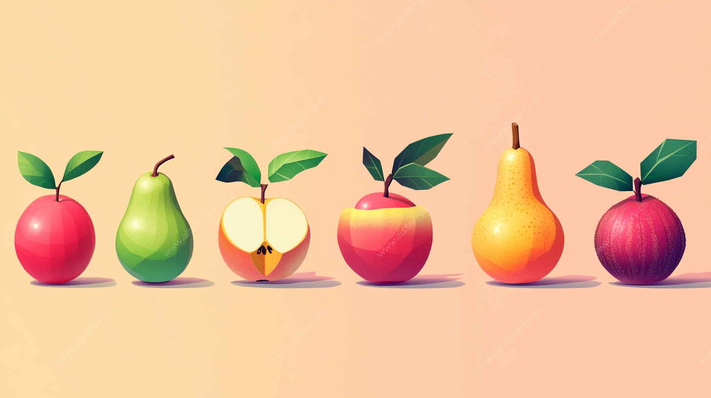 一排多彩水果的清新展示