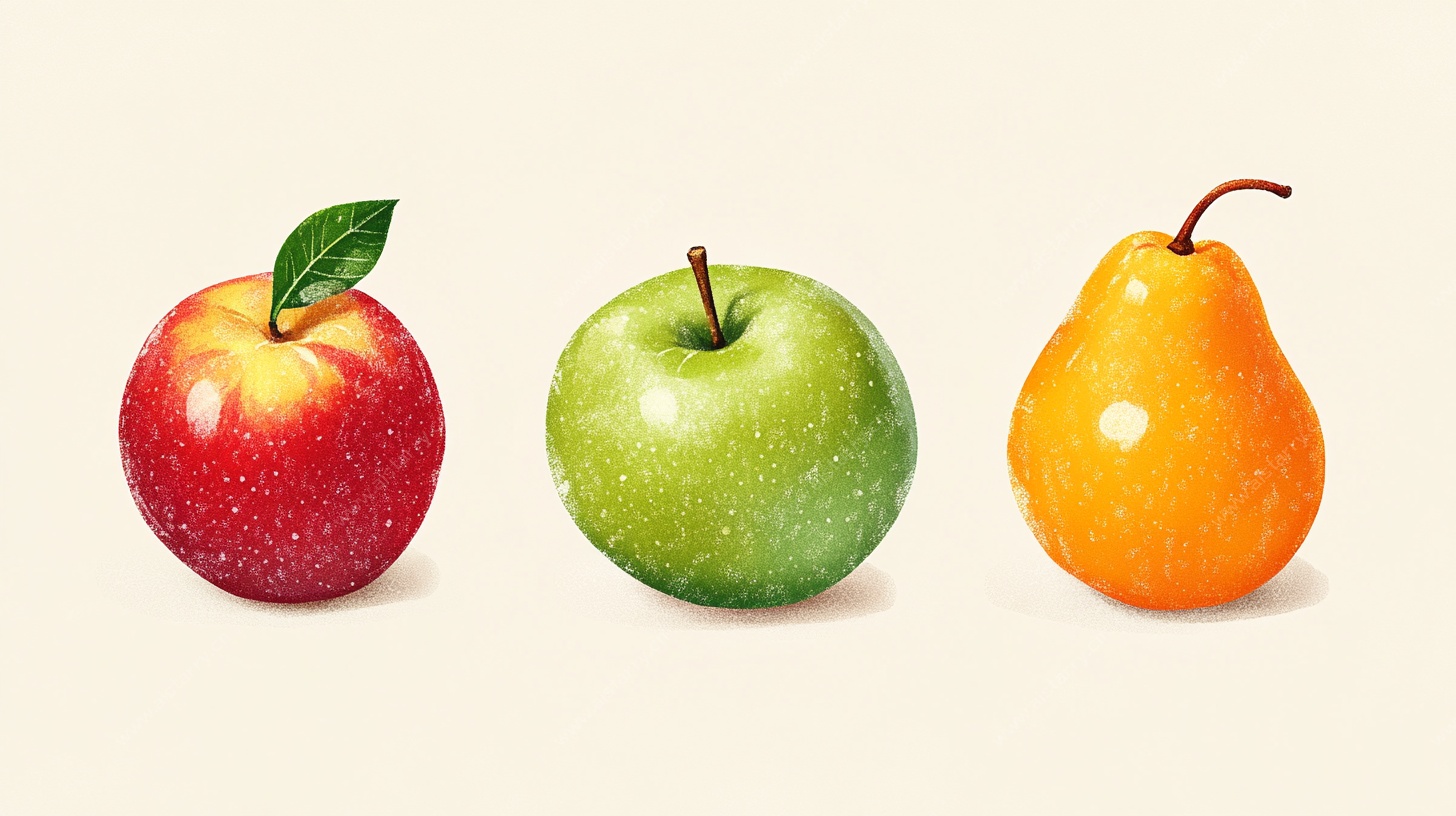 三色鲜果插画