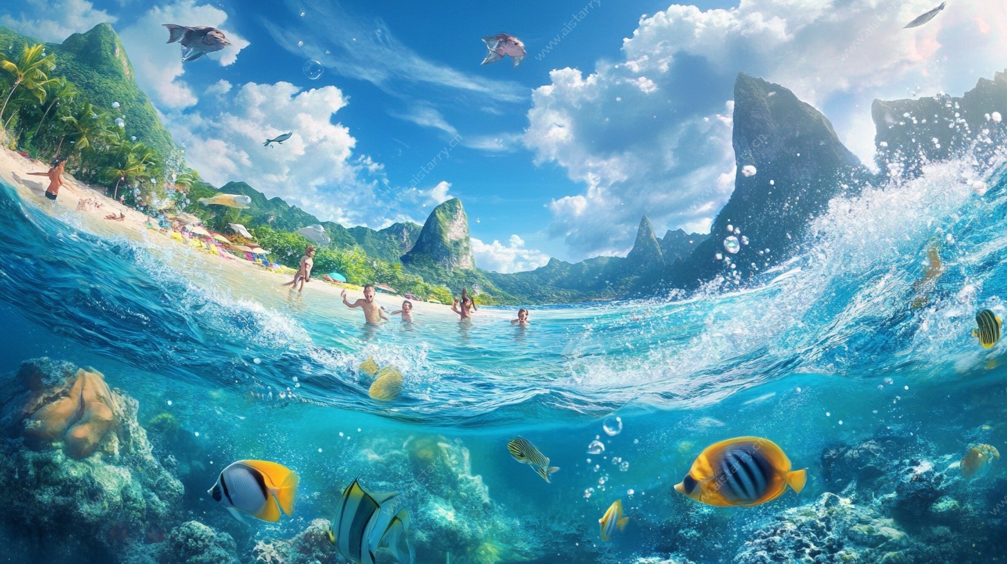 海底沙滩梦幻风景图