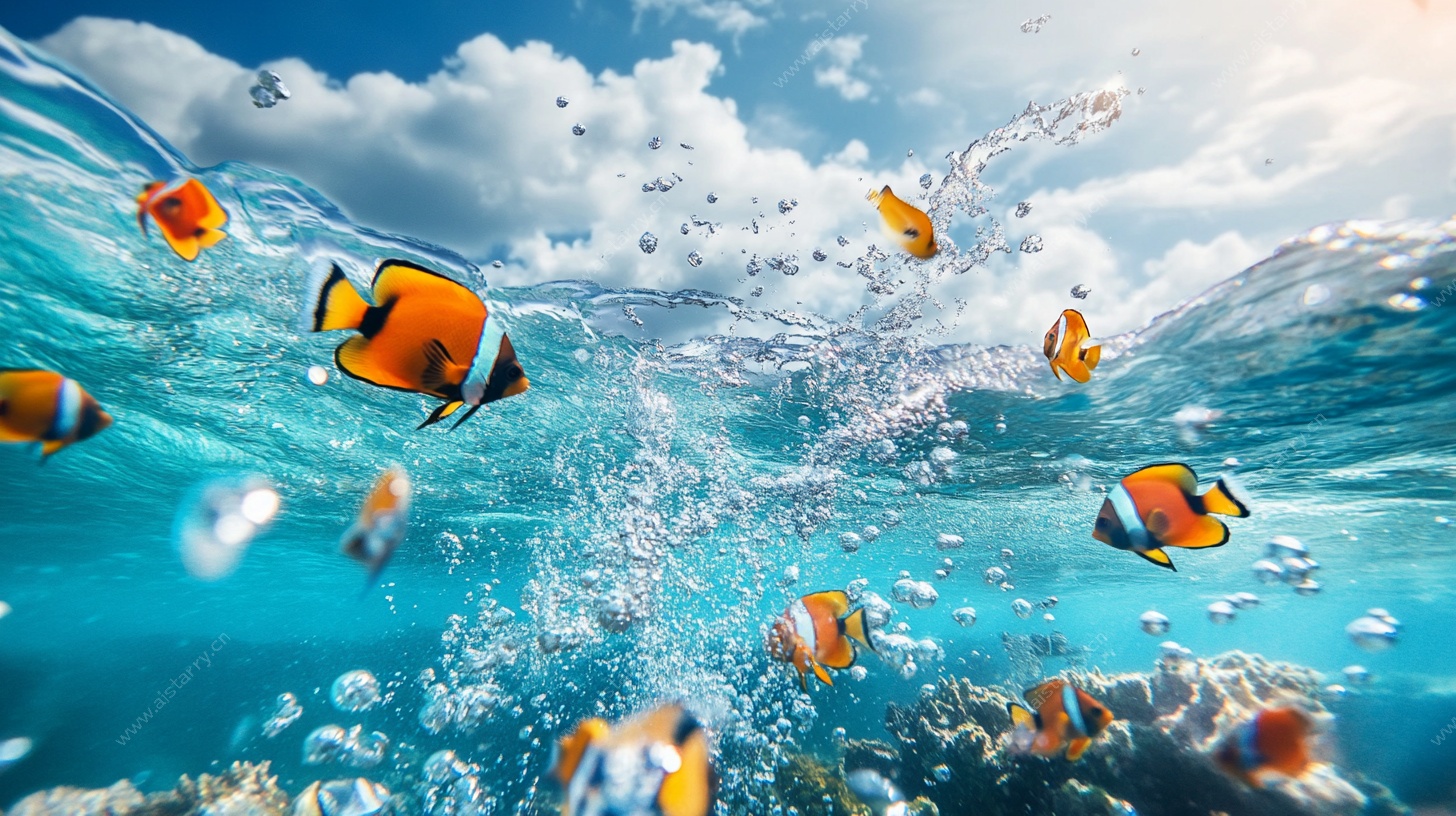 海底畅游的多彩热带鱼