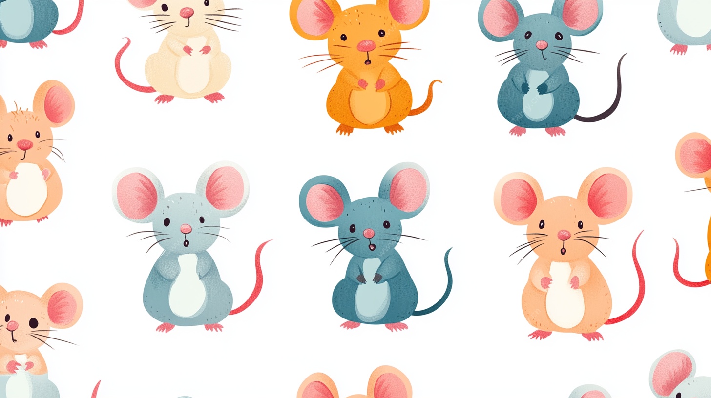 可爱小鼠无缝图案设计