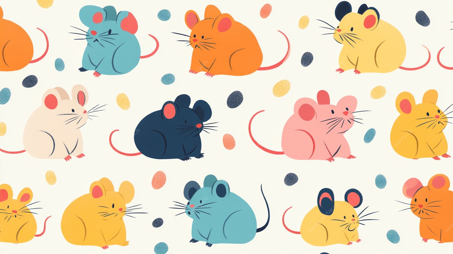 可爱小鼠无缝图案设计