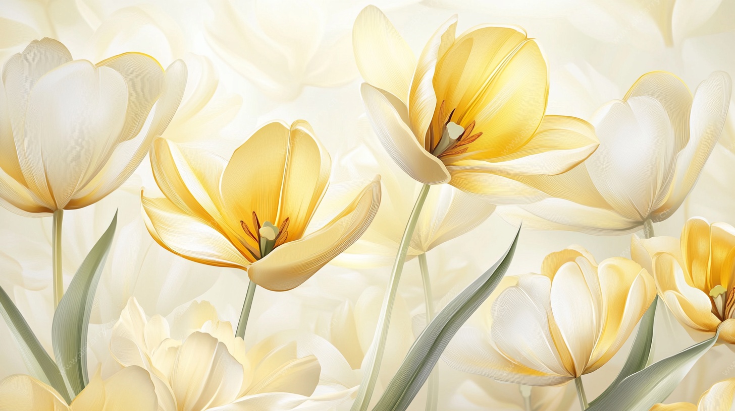 黄色郁金香花卉插画