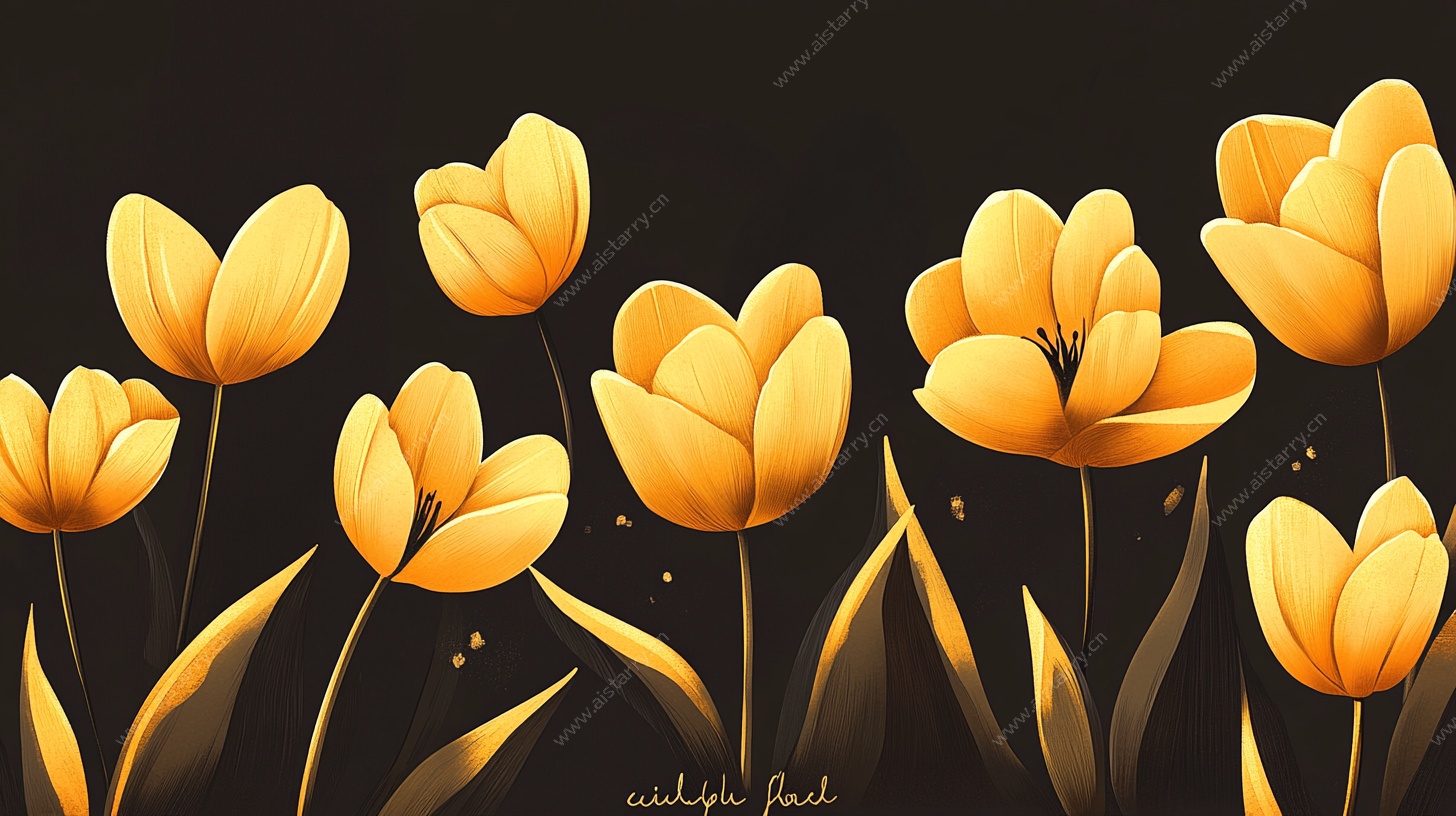 黄色郁金香插画