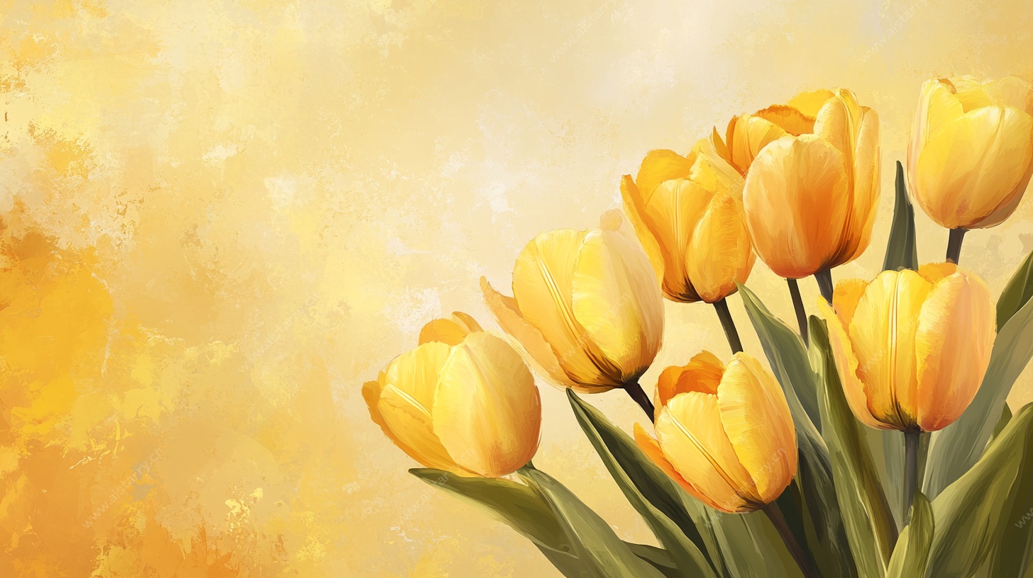 黄色郁金香花卉插画