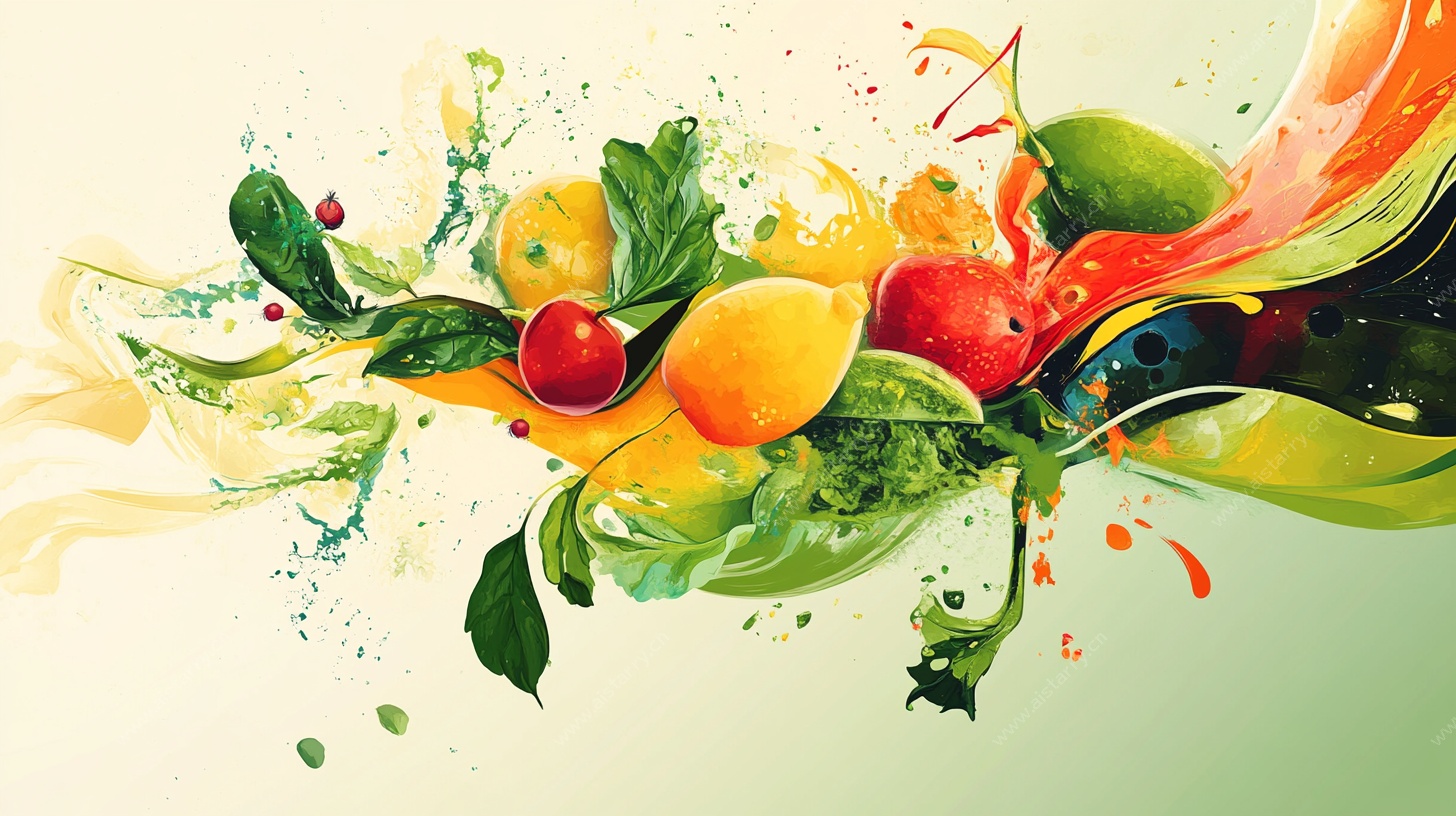 缤纷水果动感飞溅插画