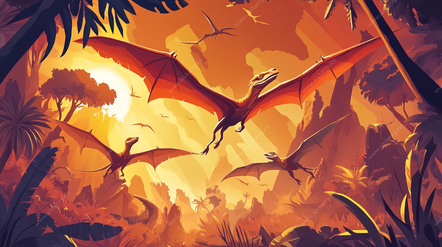 黄昏翼龙群飞奇幻场景