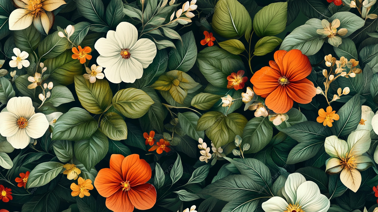 缤纷花卉植物图案背景图