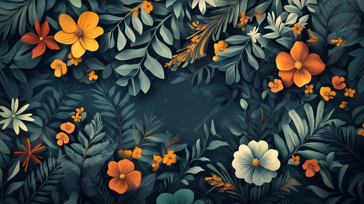 繁花绿植背景图