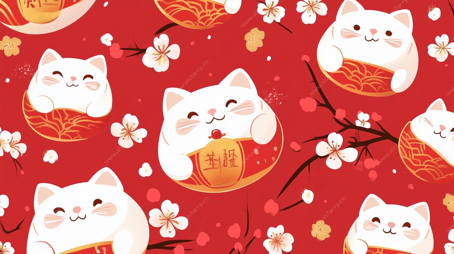 招财猫喜庆图案背景图