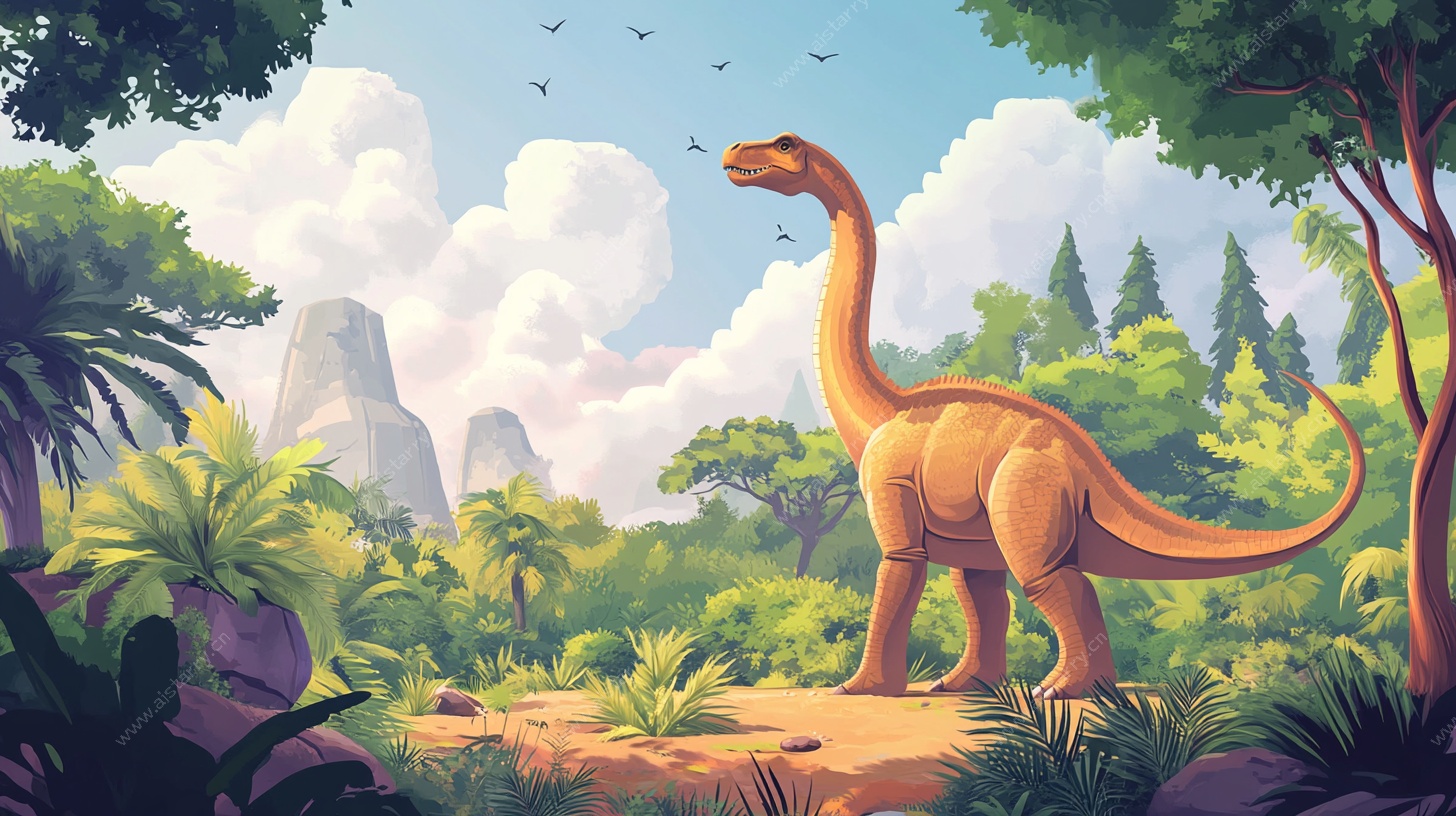 森林中的长颈恐龙