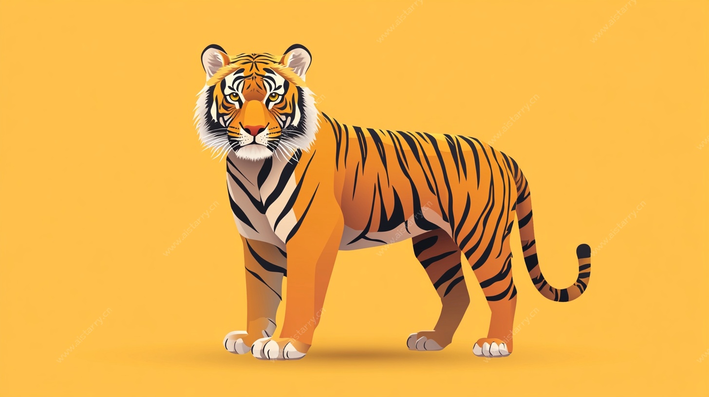 站立的卡通老虎形象