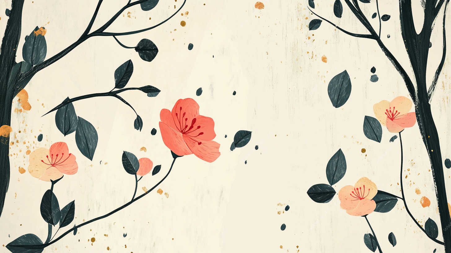 花卉枝叶简约插画