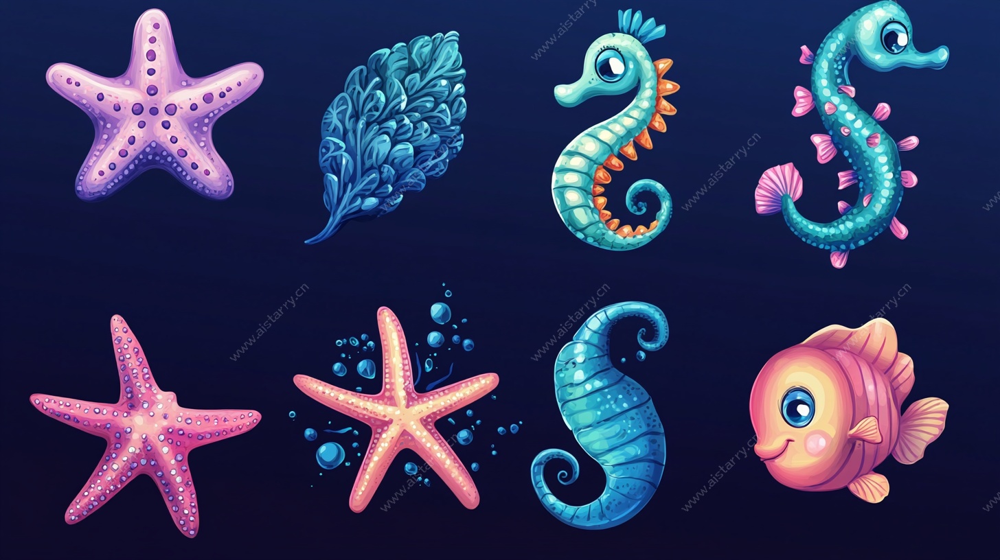 海洋萌趣生物插画集合