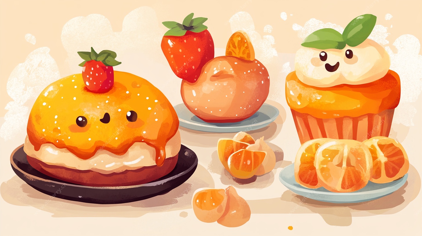 可爱甜点插画