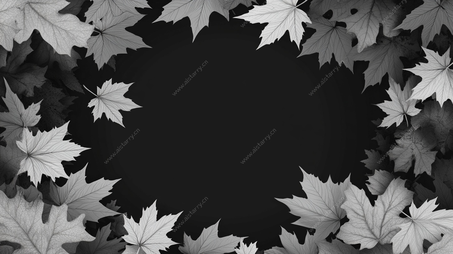 黑白枫叶环绕背景图