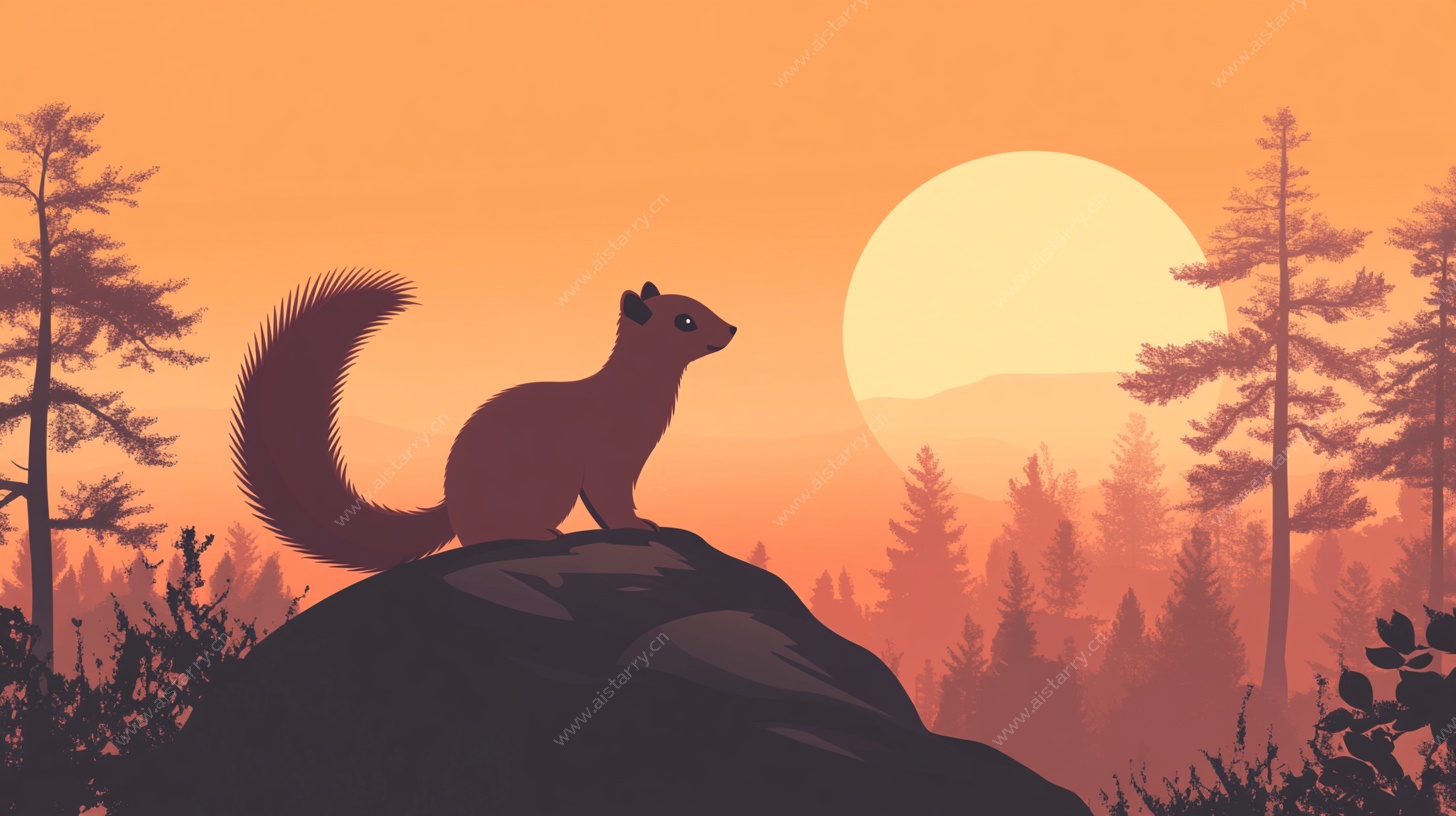 夕阳下的松鼠