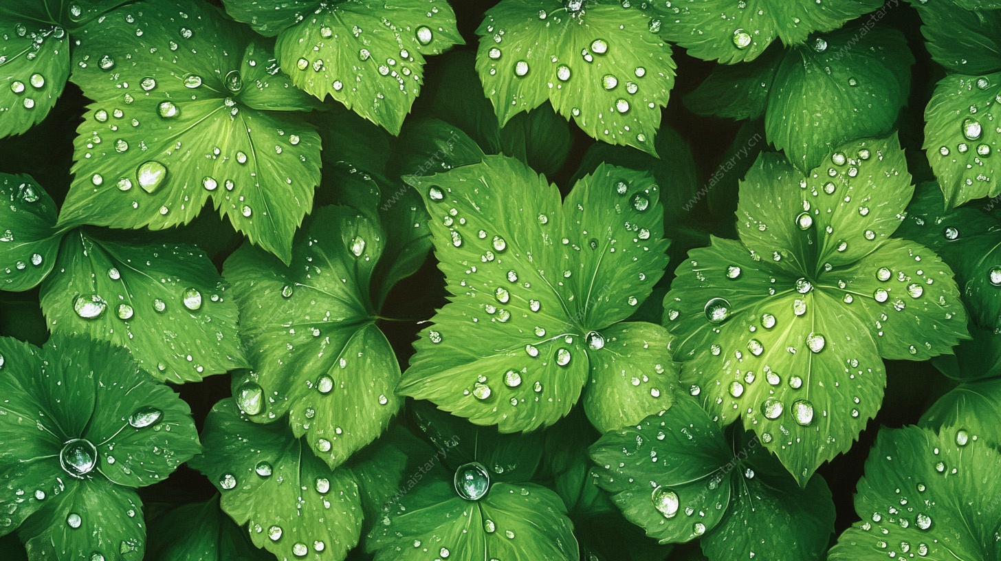 绿叶上的晶莹水珠