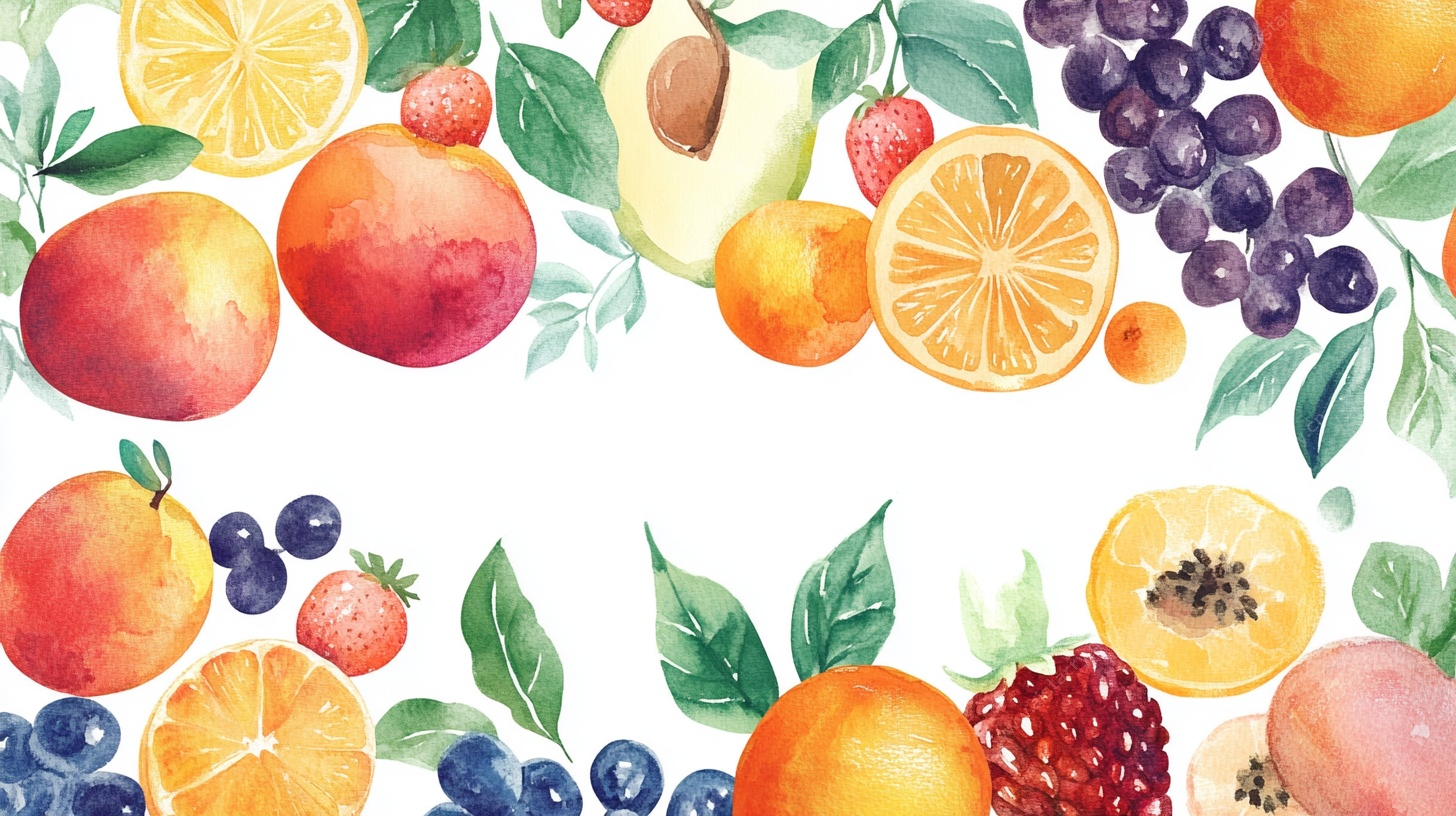 水彩缤纷水果环绕图