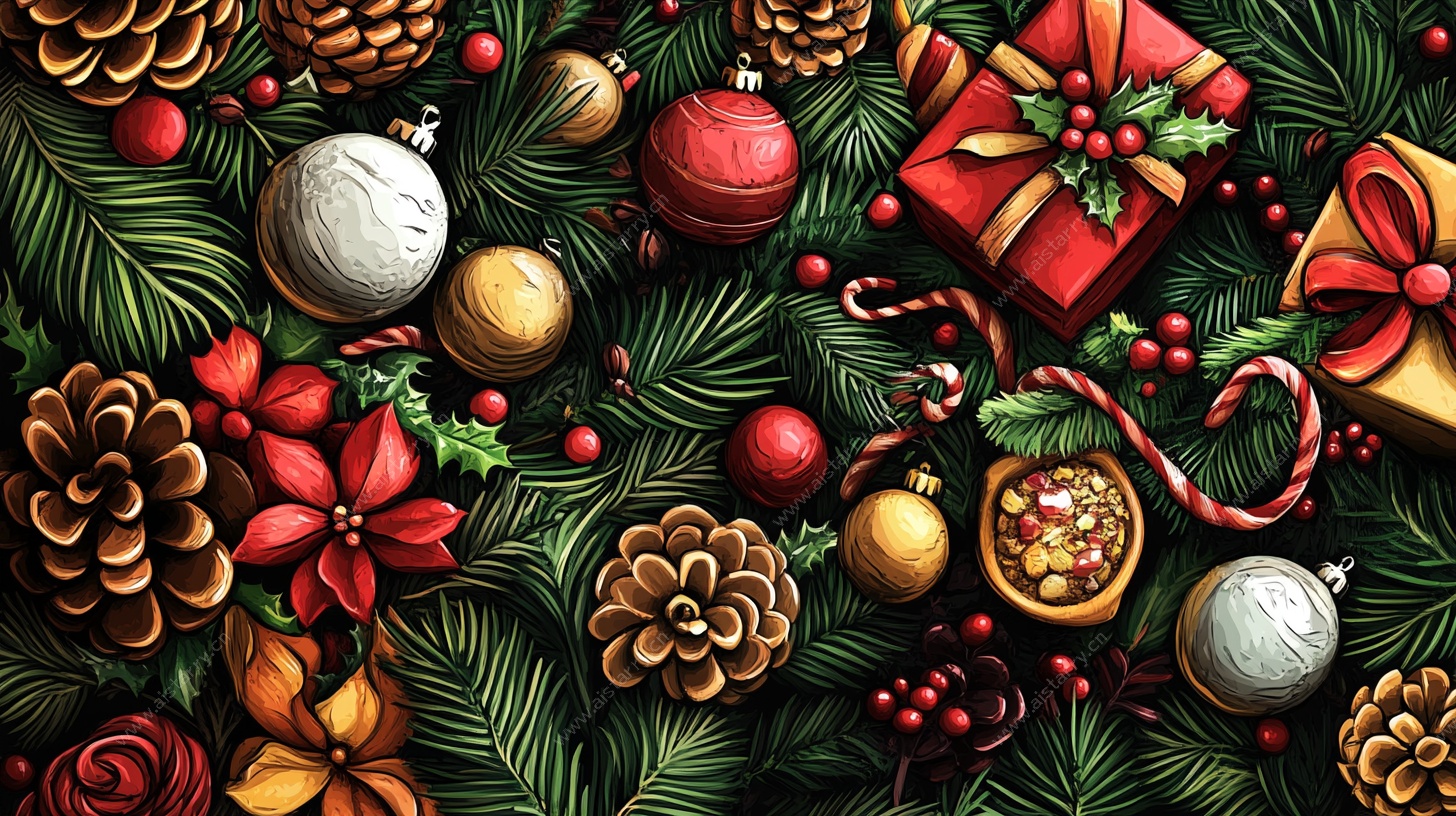 圣诞装饰元素插画