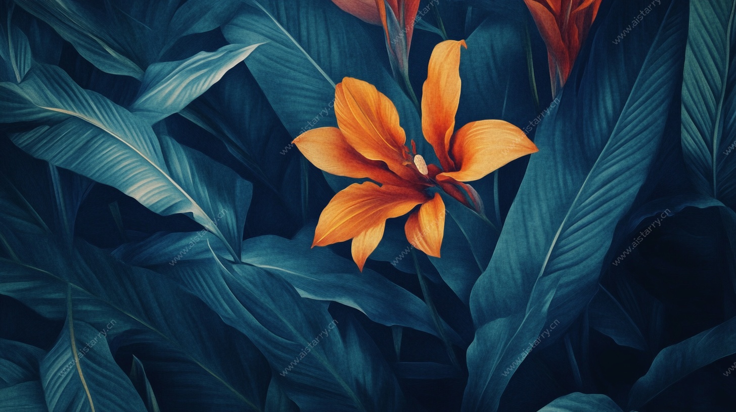 橙花绿叶间的自然之美